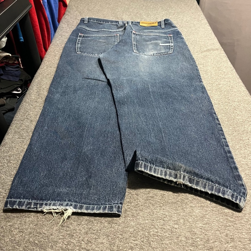 Southpole Baggy Wide Leg Jeans Mens 36 Blue Denim Faded Whiskering Skater Y2K